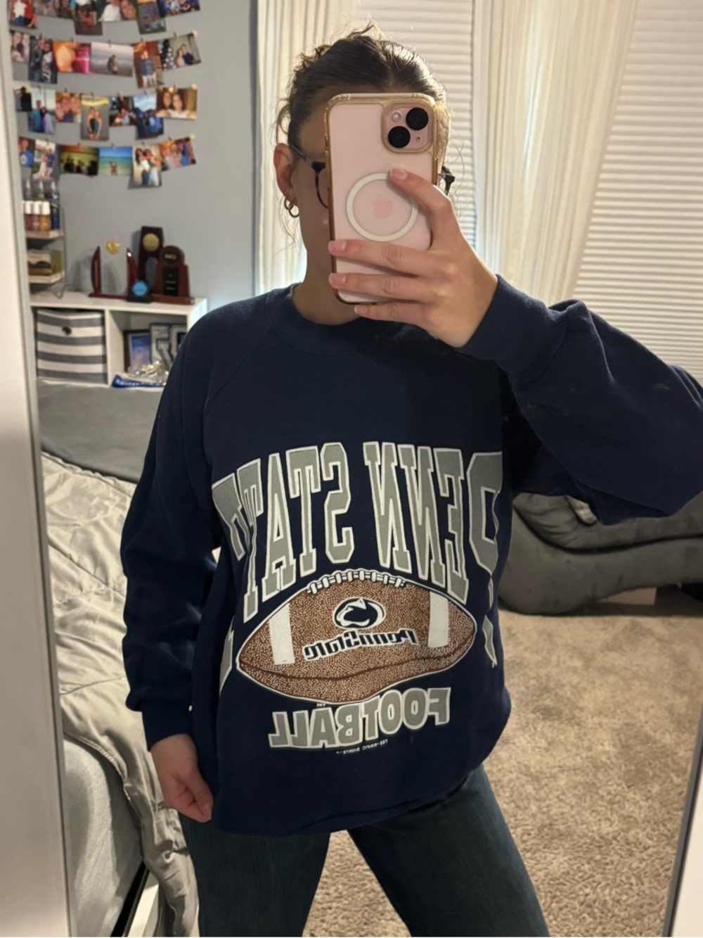 Vintage 80s BVD graphic Penn State Football navy crewneck sweatshirt
